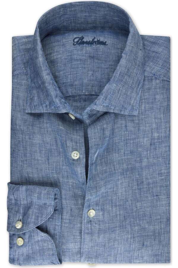 Leinenhemd Slimline blau