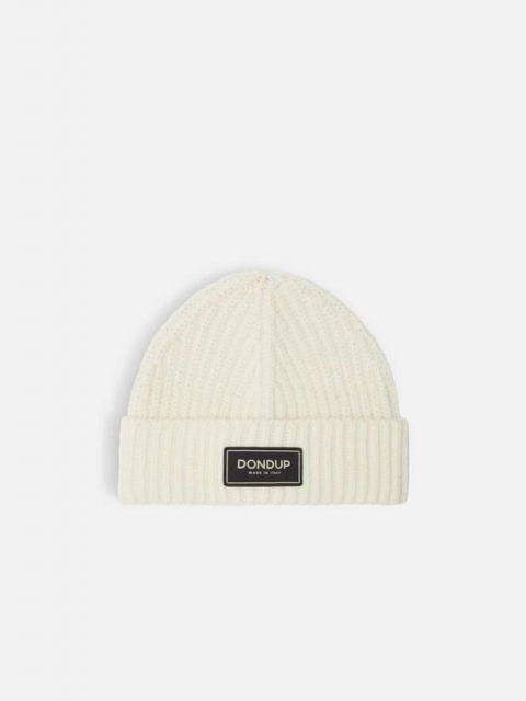 Beanie mit Logo-Patch off-white