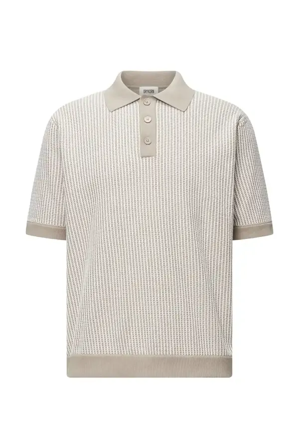 Strick Polo-Shirt Tamian beige_04